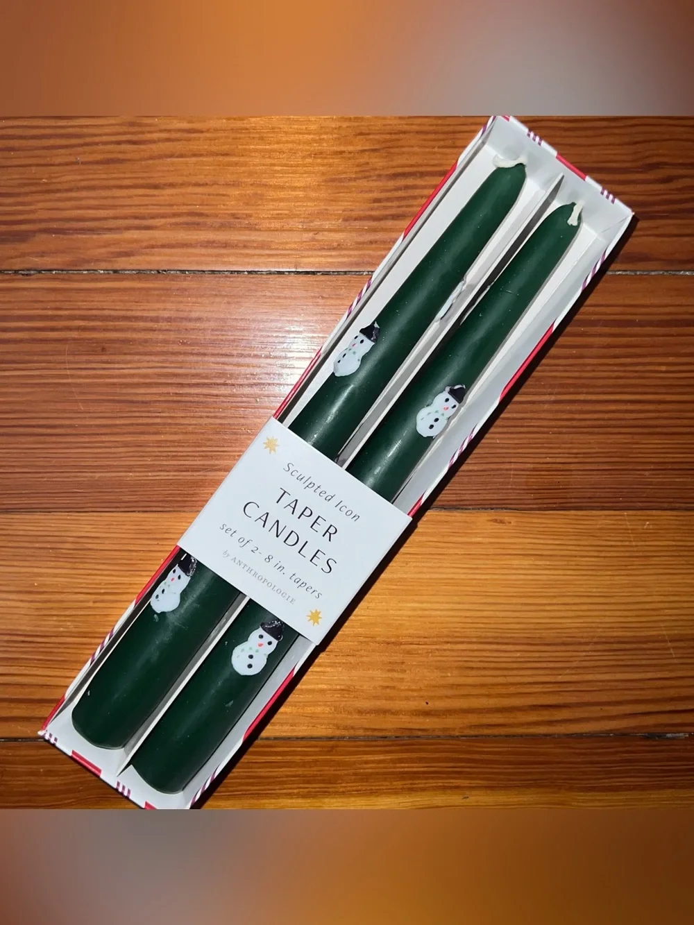 ANTHROPOLOGIE Snowman Taper Candles